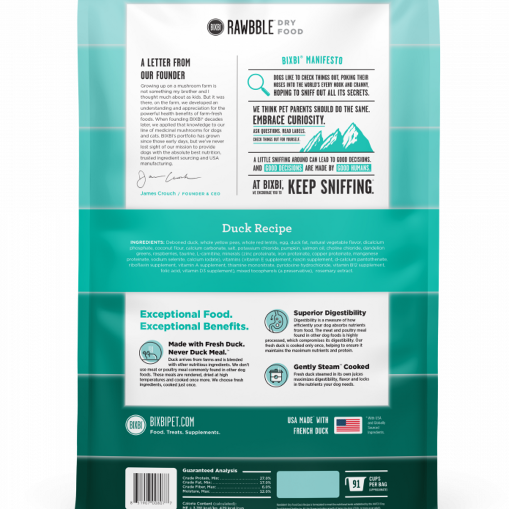 
                  
                    Bixbi Rawbble Kibble Grain Free Duck Dog Food
                  
                
