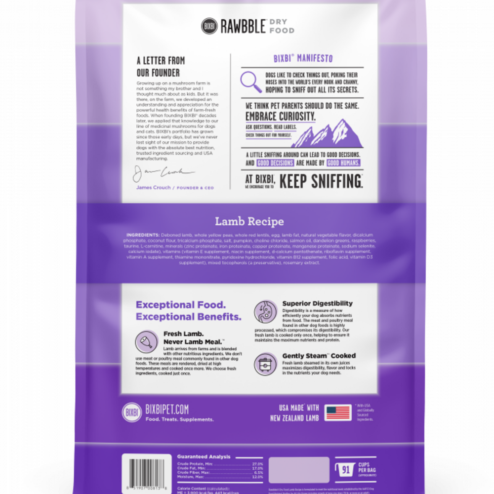 
                  
                    Bixbi Rawbble Kibble Grain Free Lamb Dog Food
                  
                