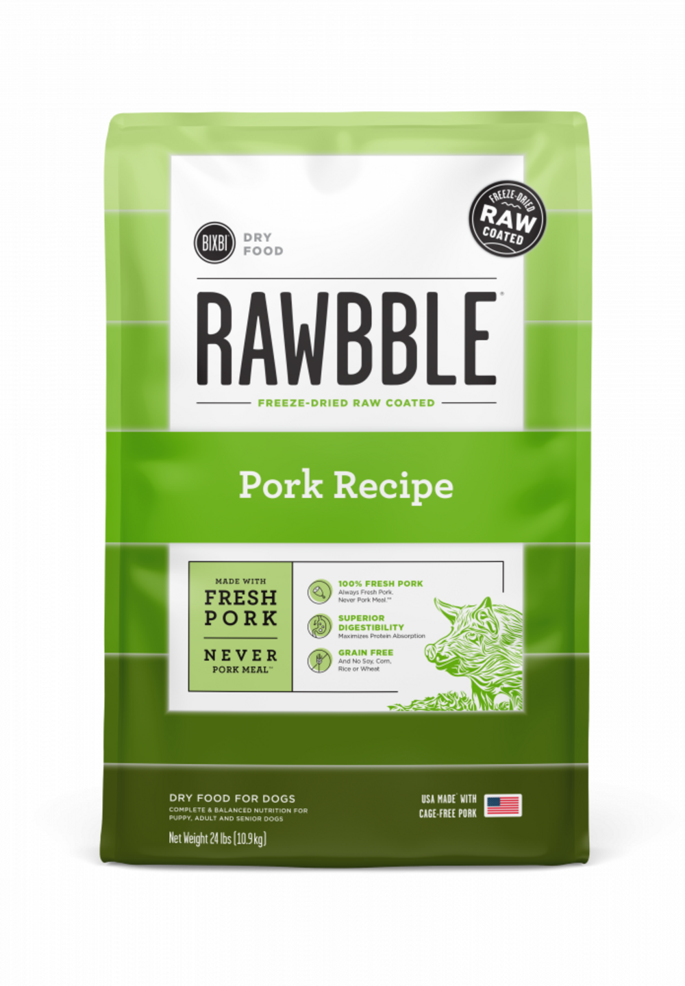 Bixbi Rawbble Kibble Grain Free Pork Dog Food