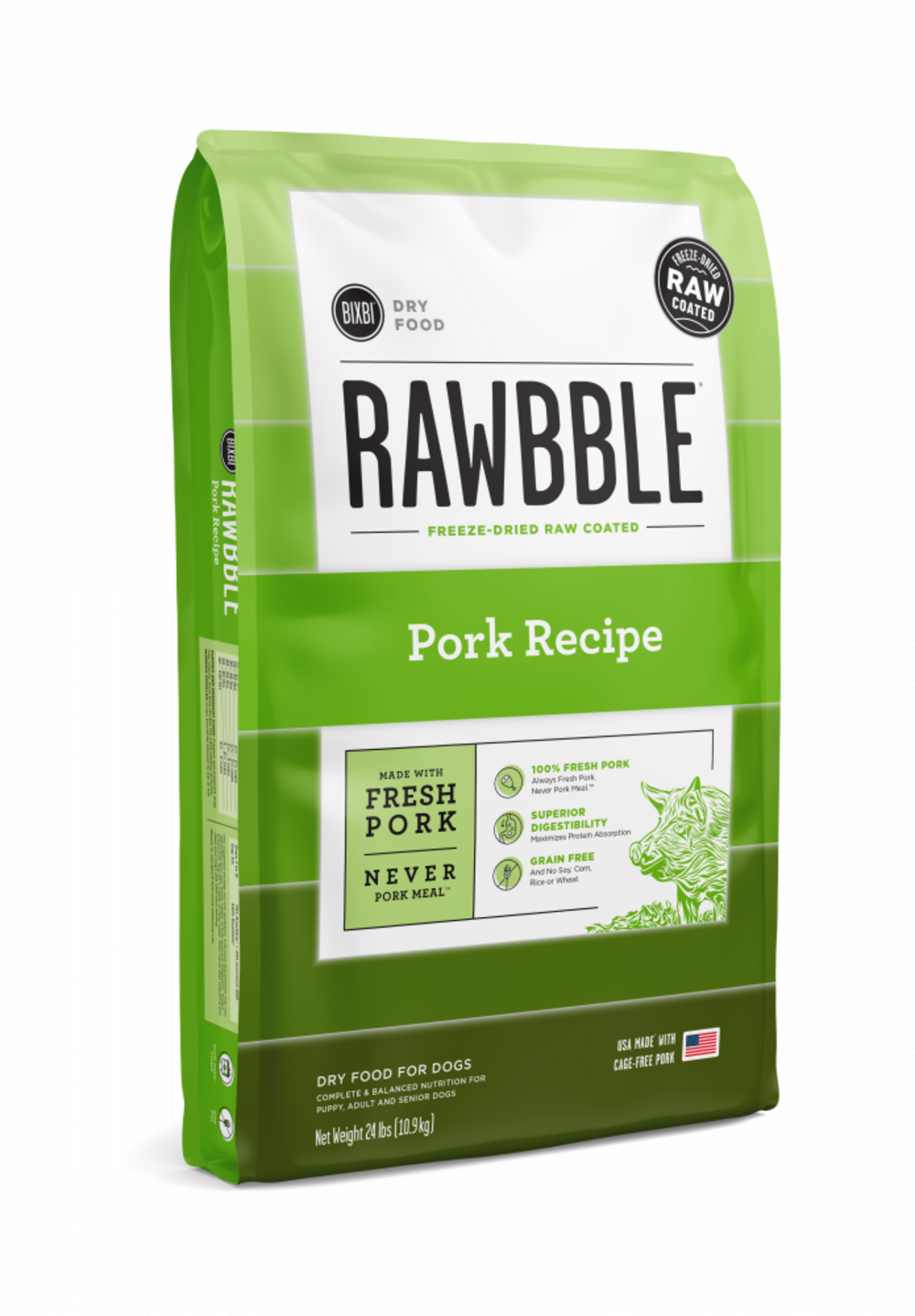 Bixbi Rawbble Kibble Grain Free Pork Dog Food