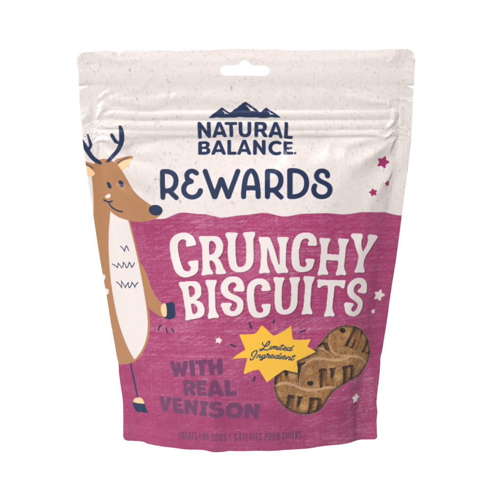 Natural Balance Rewards Crunchy Biscuits Dog Treats for Small Breeds with Real Venison