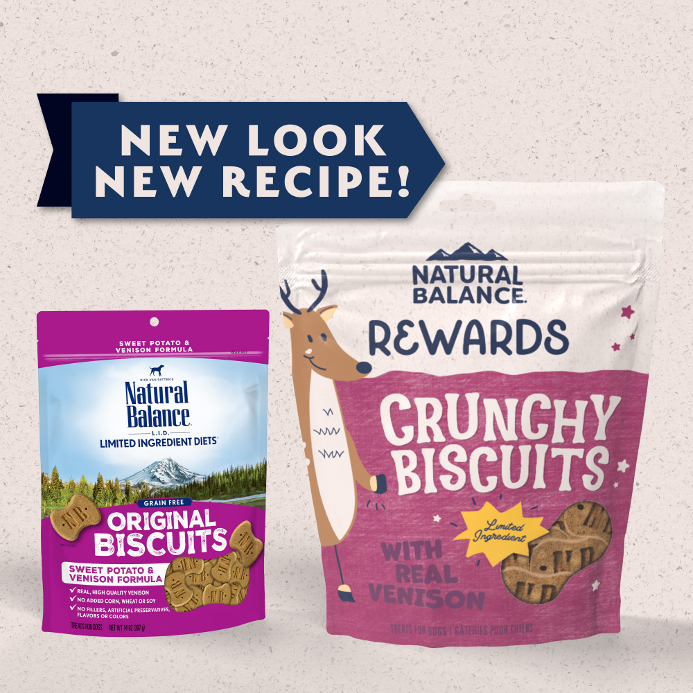Natural Balance Rewards Crunchy Biscuits Dog Treats for Small Breeds with Real Venison