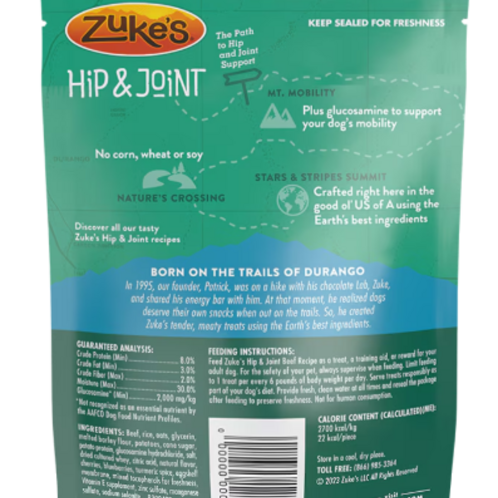 Zukes Hip Action Beef Dog Treats with Glucosamine and Chondroitin