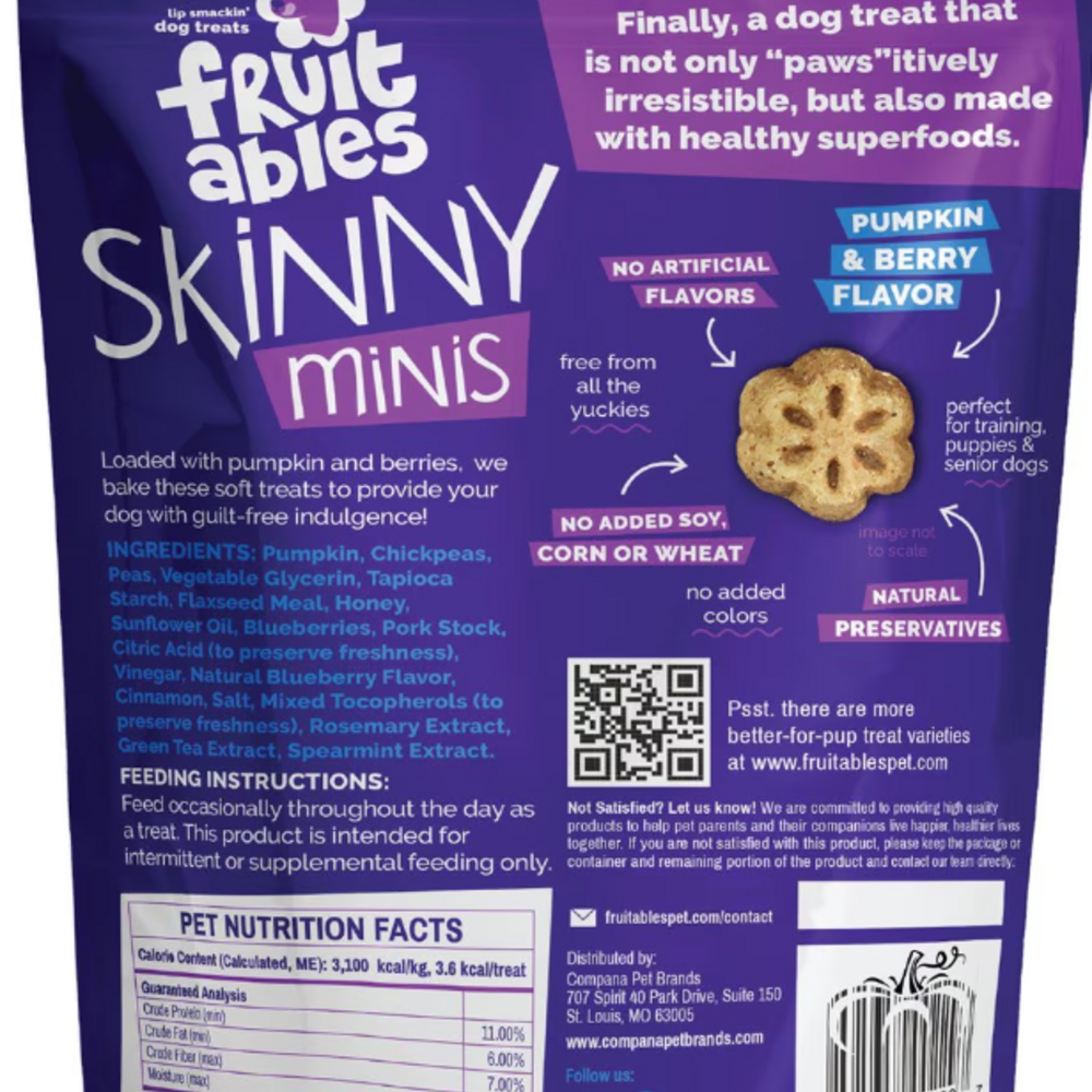 
                  
                    Fruitables Skinny Mini Pumpkin & Blueberry Dog Treats
                  
                