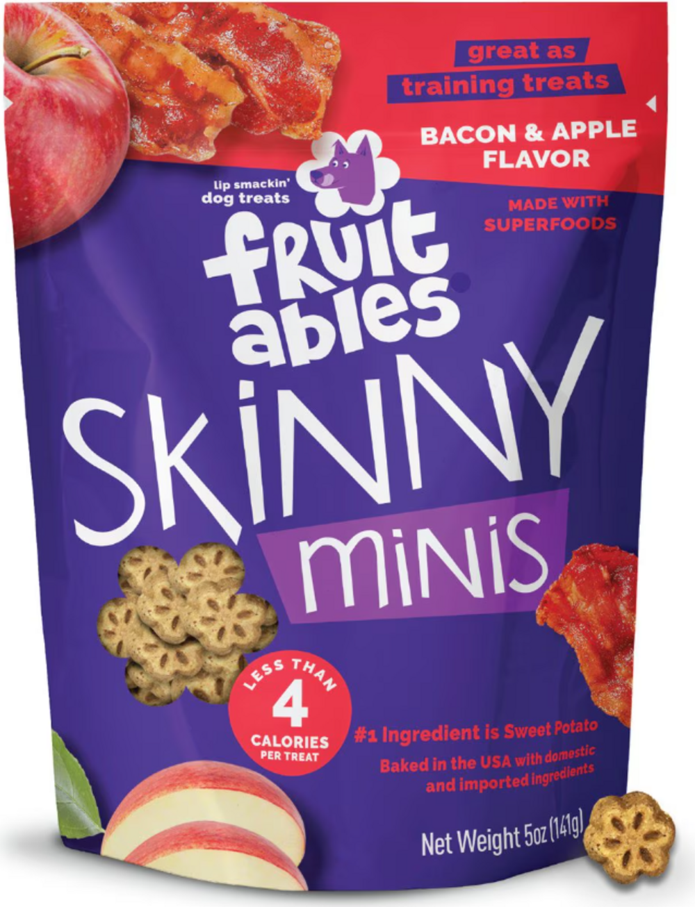 Fruitables Chewy Skinny Minis Apple Bacon Dog Treats