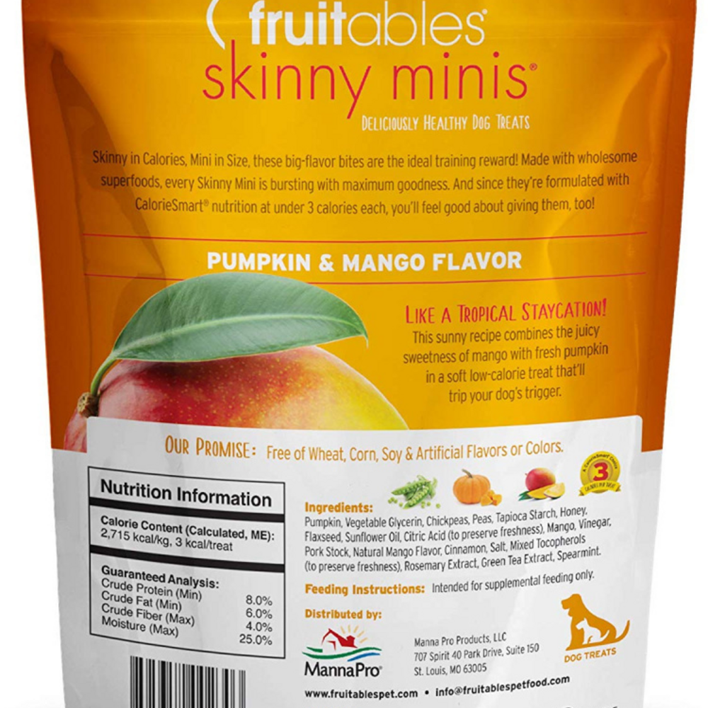 Fruitables Chewy Skinny Minis Pumpkin Mango Flavor Dog Treats