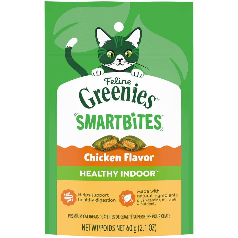 Greenies Feline SmartBites Healthy Indoor Natural Chicken Flavor Soft & Crunchy Adult Cat Treats