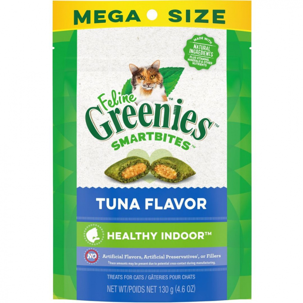 
                  
                    Greenies Feline SmartBites Healthy Indoor Natural Tuna Flavor Soft & Crunchy Adult Cat Treats
                  
                