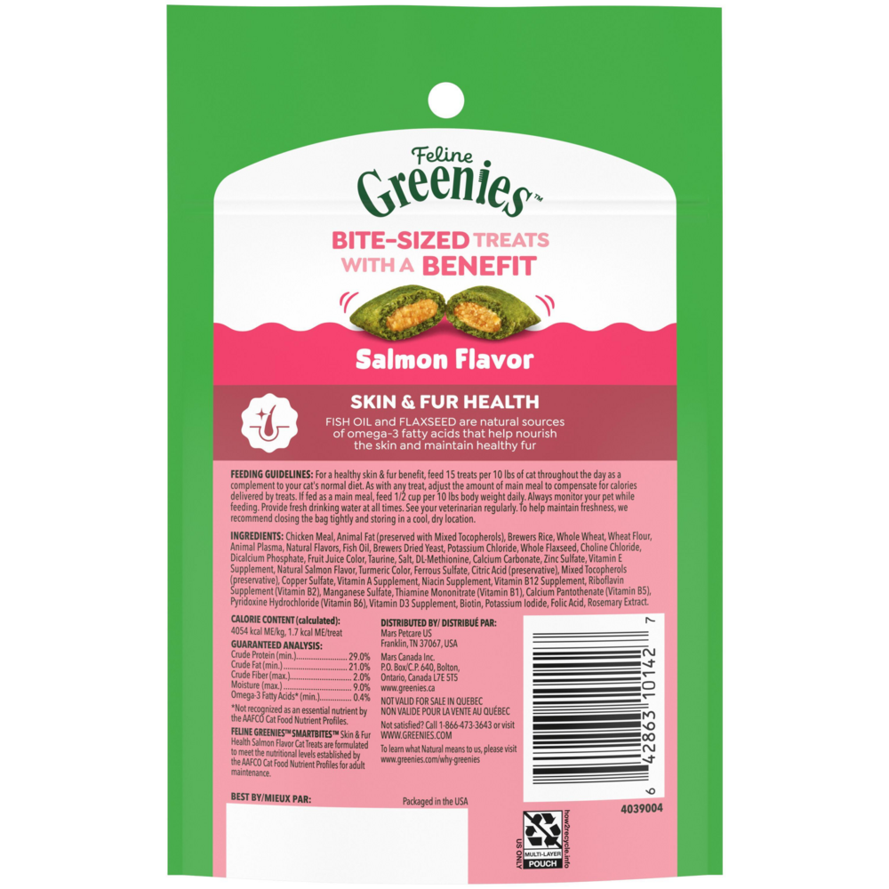 Greenies Smartbites Skin and Fur Salmon Cat Treats