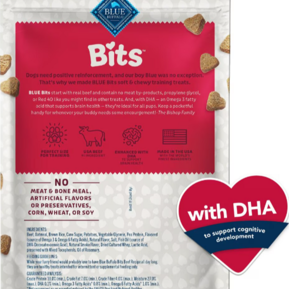 Blue Buffalo Bits Tender Beef Natural Soft Moist Training Dog Treats