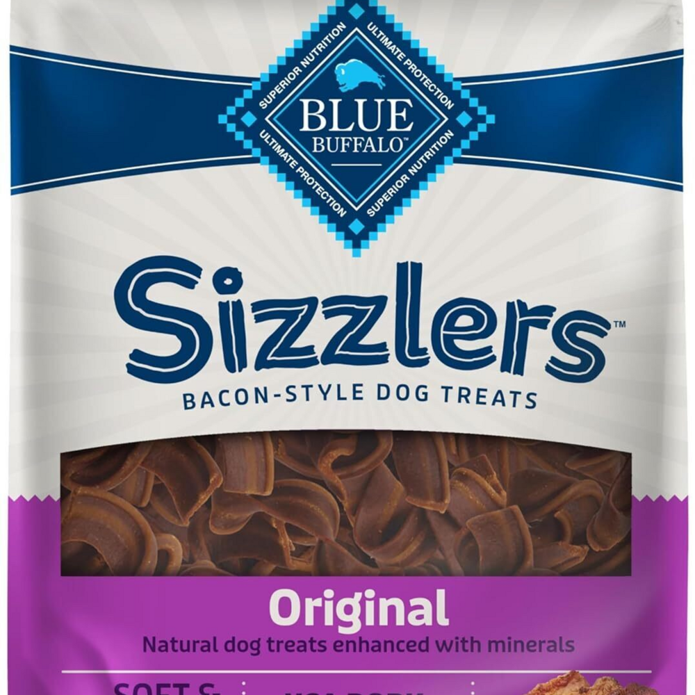 Blue Buffalo Sizzlers Natural Soft Dog Treats, Bacon-Style Soft-Moist Dog Treats with Real USA Pork, Original Flavor