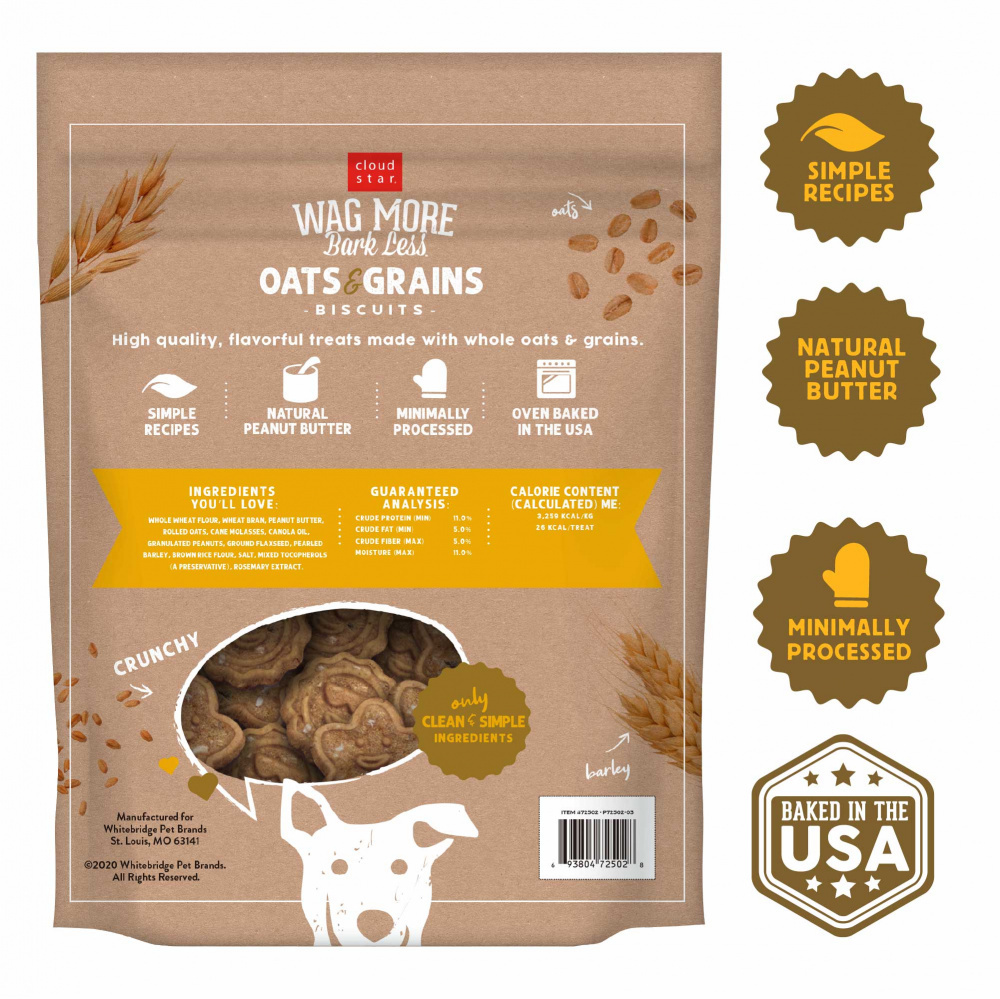 
                  
                    Cloud Star Wag More Bark Less Oats & Grains Crunchy Peanut Butter Dog Treats
                  
                