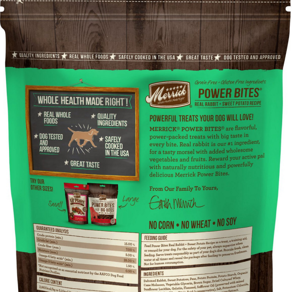 Merrick Power Bites Grain Free Rabbit Recipe Dog Treats