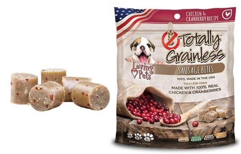 Loving Pets Totally Grainless Grain Free Chicken and Cranberry Recipe Sausage Bites Dog Treats