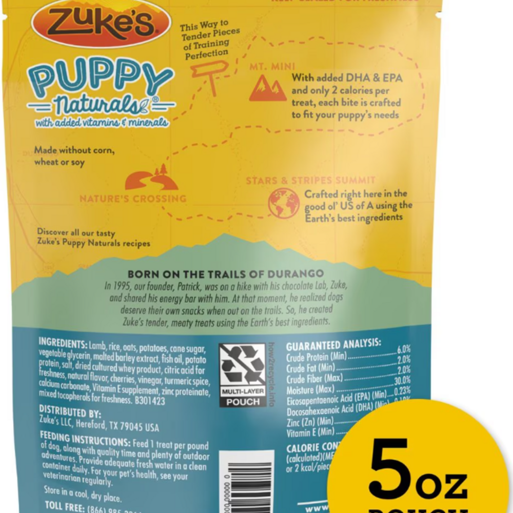 Zukes Puppy Naturals Grain Free Lamb Dog Treats