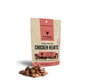 Vital Essentials Freeze Dried Grain Free Chicken Hearts Limited Ingredient Cat Treats