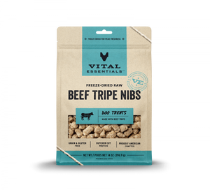 Vital Essentials Freeze Dried Beef Tripe Nibblets Grain Free Limited Ingredient Dog Treats