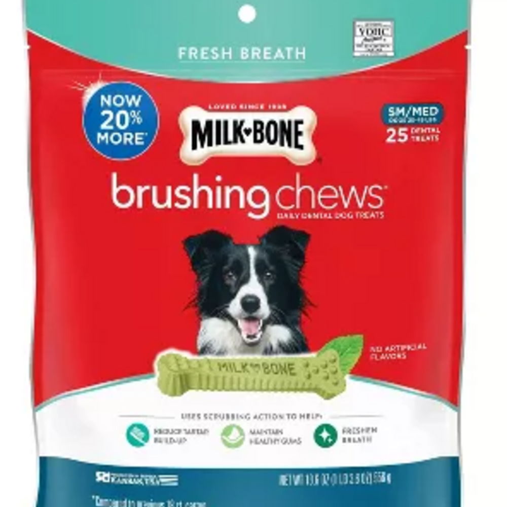 Milk-Bone Fresh Breath Daily Dental Brushing Chews for Small & Medium Dogs