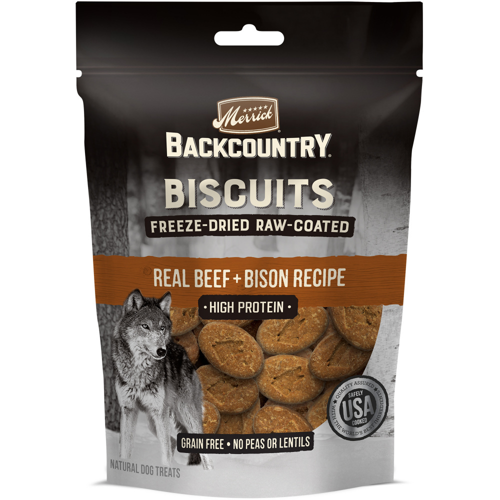 
                  
                    Merrick Backcountry Grain Free Beef & Bison Recipe Freeze Dried Raw Coated Biscuit Dog Treats
                  
                