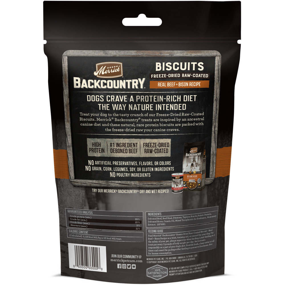 Merrick Backcountry Raw Coated Beef and Bison Freeze Dried Dog Treats