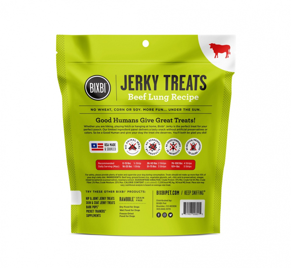 Bixbi Original Beef Lung Jerky Dog Treats