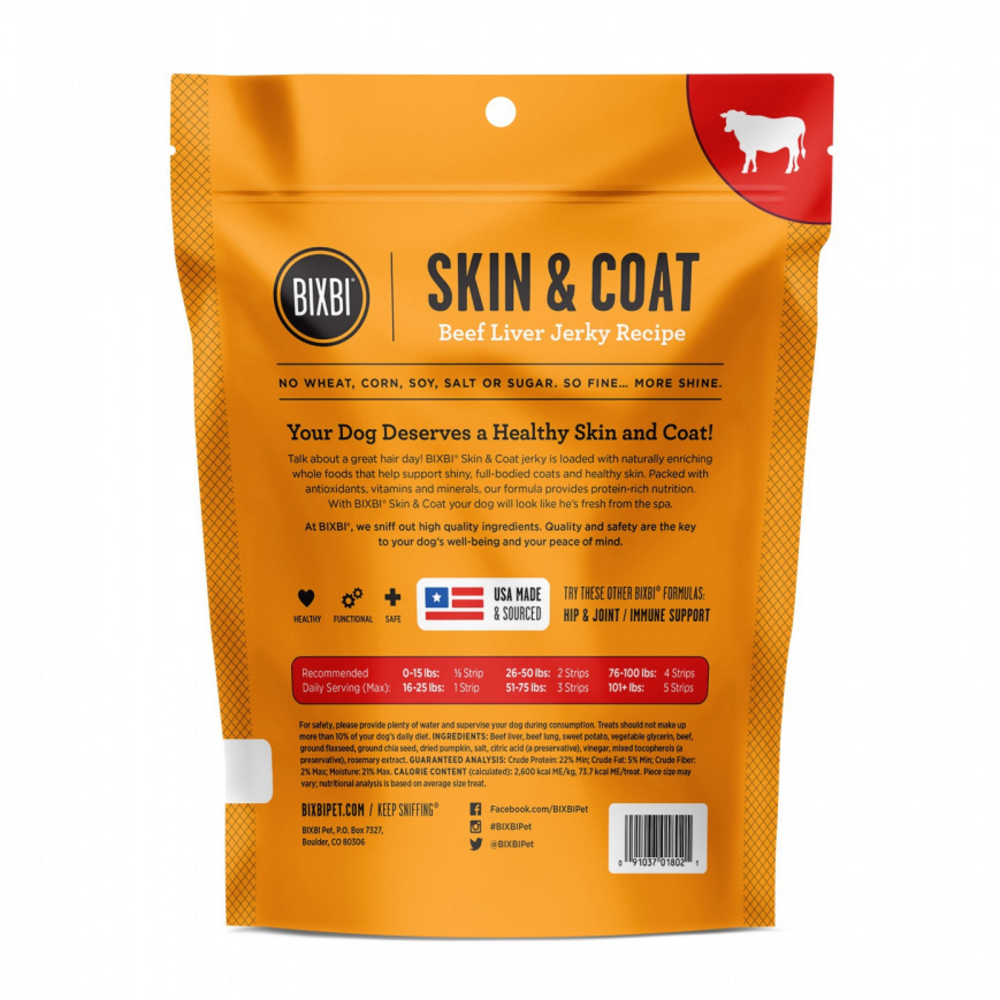 BIXBI Skin & Coat Beef Liver Jerky Dog Treats