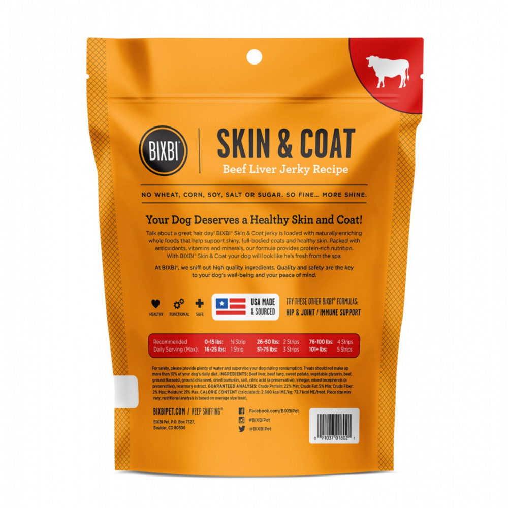 Bixbi Skin & Coat Beef Liver Jerky Dog Treats