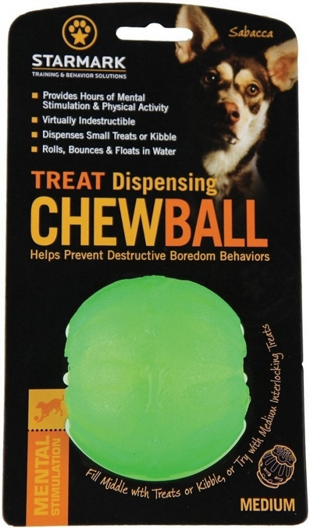 Starmark Treat Dispensing Chew Ball Dog Toy