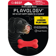 Load image into Gallery viewer, Playology Dual Layer Bone Beef Scented Dog Toy