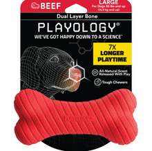 Load image into Gallery viewer, Playology Dual Layer Bone Beef Scented Dog Toy