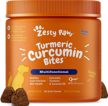 Load image into Gallery viewer, Zesty Paws Turmeric Curcumin Bites Joint &amp; Immune Health Duck Soft Chews for Dogs