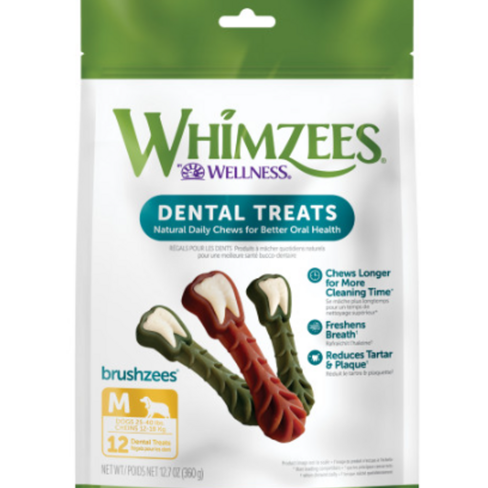 Whimzees Daily Use Brushzees Medium Pack Dental Dog Treats