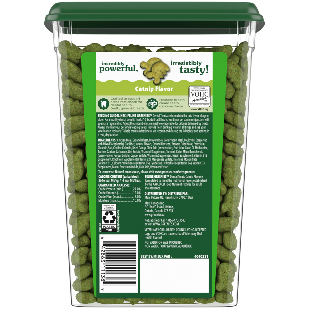 Feline Greenies Adult Dental Catnip Flavor Cat Treats