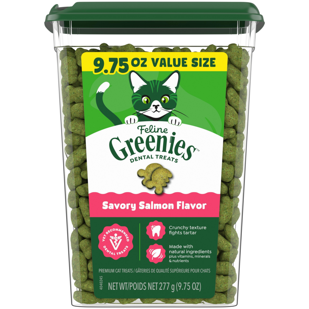 Feline Greenies Adult Dental Savory Salmon Flavor Cat Treats