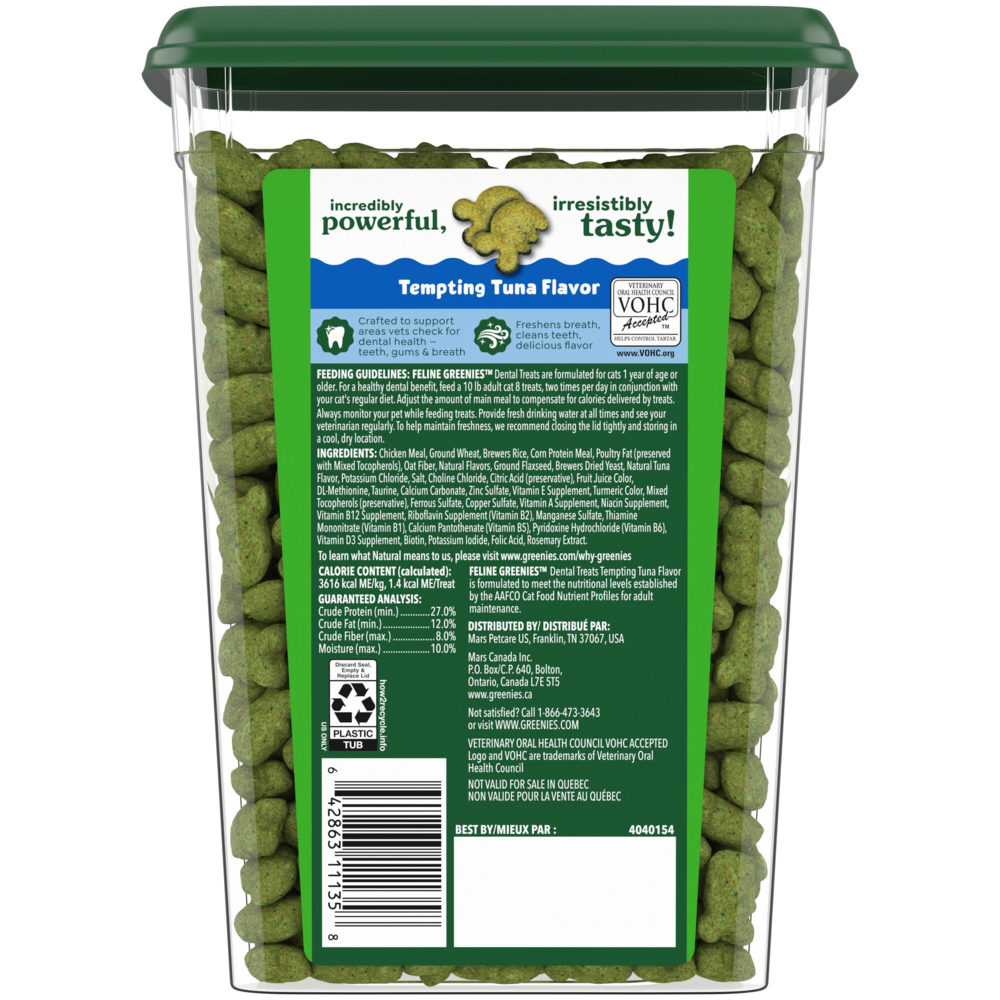 Feline Greenies Adult Dental Tempting Tuna Flavor Cat Treats
