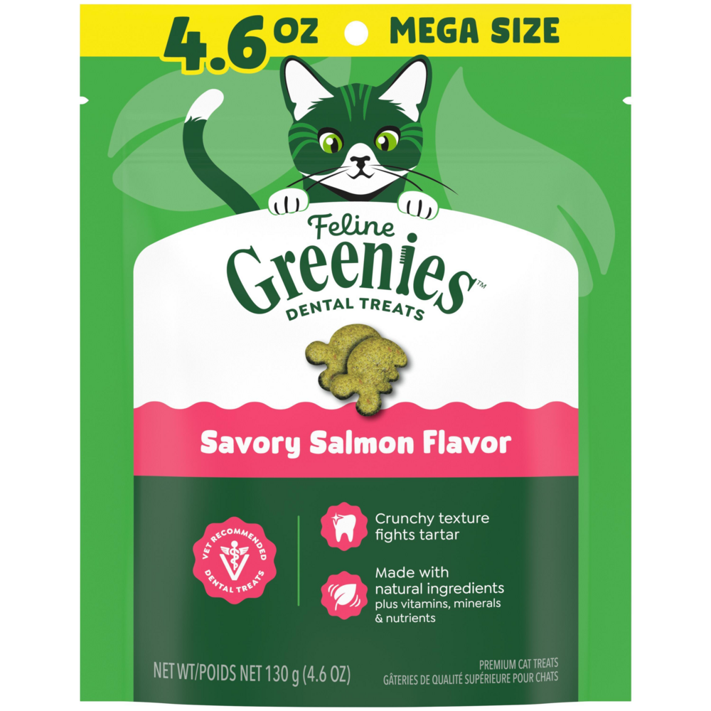 Feline Greenies Adult Natural Dental Care Savory Salmon Flavor Cat Treats