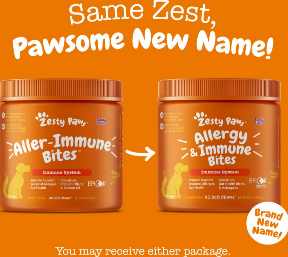 
                  
                    Zesty Paws Aller-Immune Bites for Seasonal Allergies Lamb Flavor Immune Function   Sensitive Skin & Gut Health for Dogs
                  
                