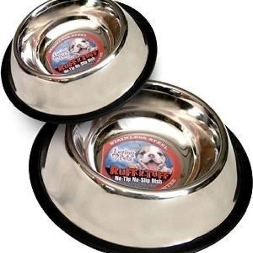 Loving Pets Ruff N Tuff Traditional No Tip Stainless Steel Pet Dishes