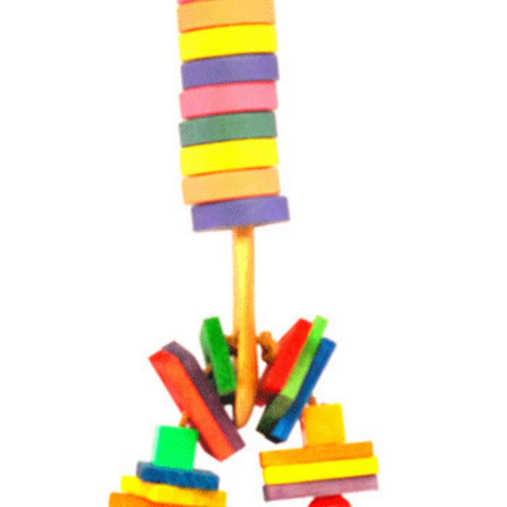 A & E Happy Beaks Wooden Spoon With Bagels, Blocks, & Beads Bird Cage Accessory