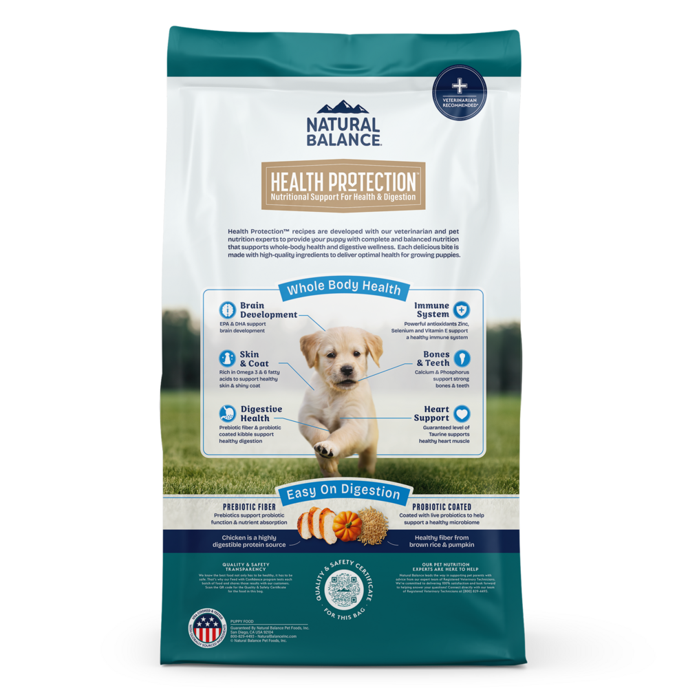 Natural Balance Health Protection Puppy Dry Dog Food, Chicken, Brown Rice & Pumpkin Recipe