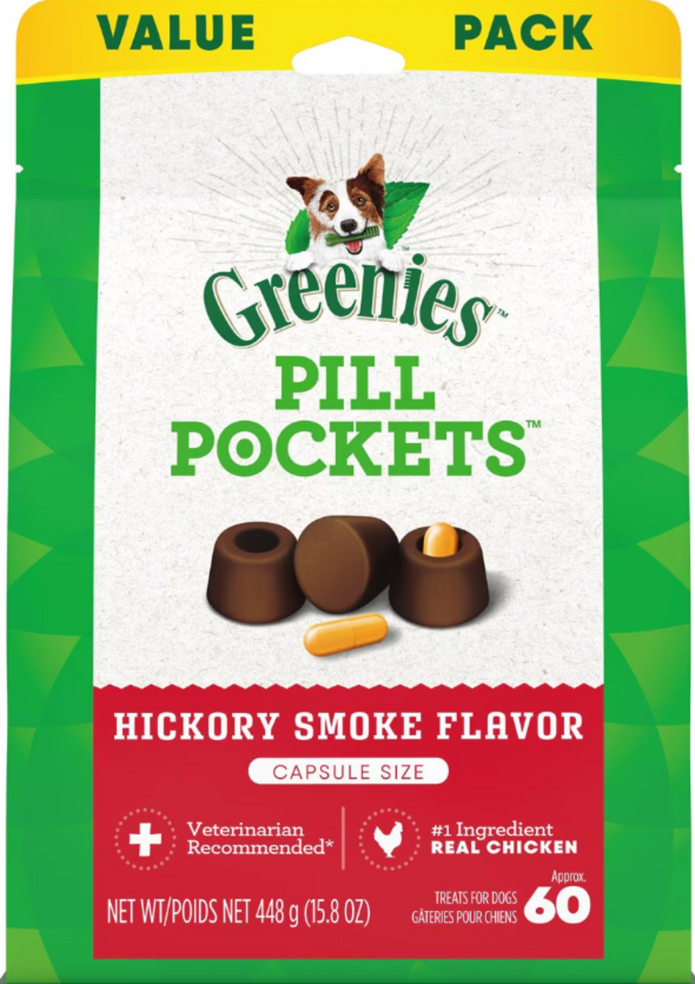 Greenies Pill Pockets Canine Hickory Smoke Flavor Dog Treats Capsule