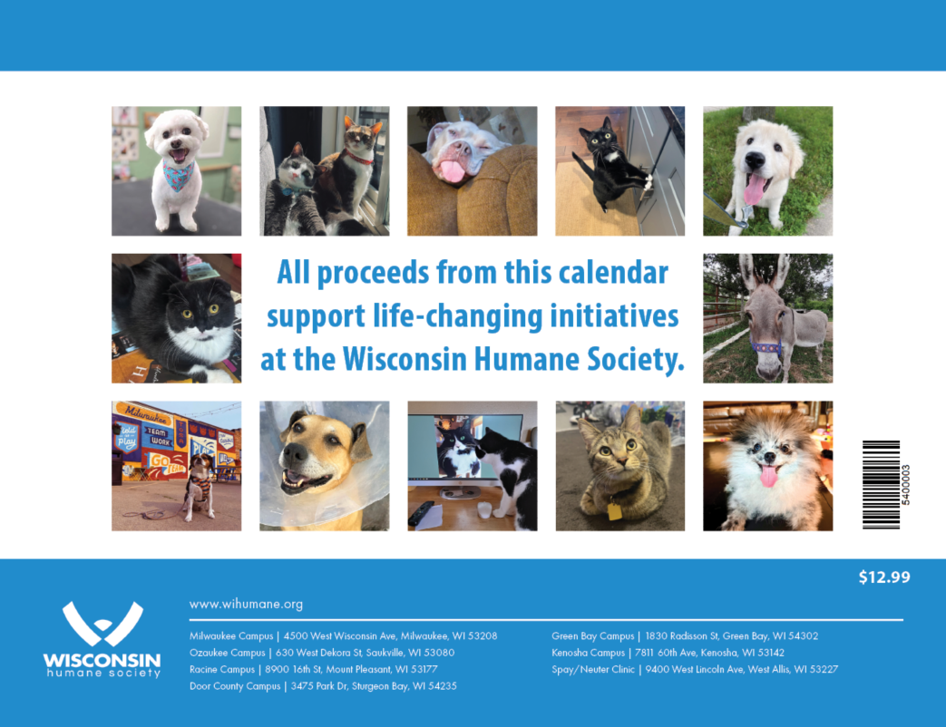 PRE-ORDER 2027 Wisconsin Humane Society Calendar