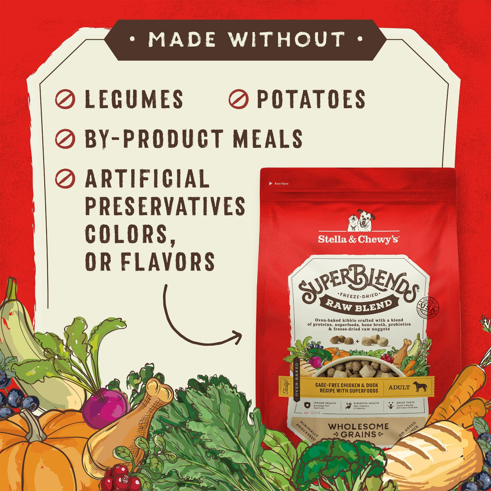 
                  
                    Stella & Chewy's SuperBlends Raw Blend Wholesome Grains Cage Free Chicken & Duck Recipe with Superfoods
                  
                