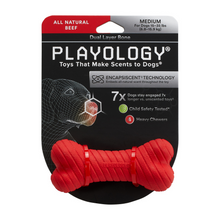 Load image into Gallery viewer, Playology Dual Layer Bone Beef Scented Dog Toy