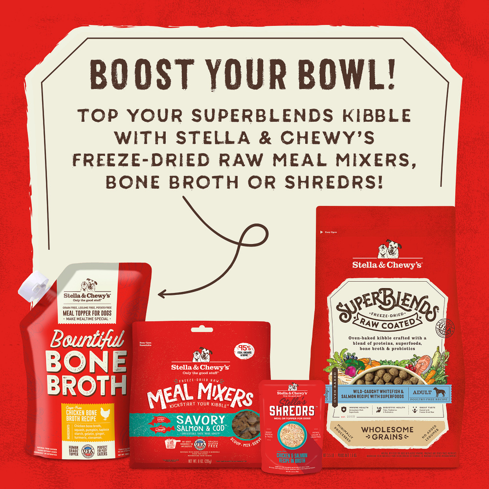 
                  
                    Stella & Chewy's SuperBlends Raw Coated Wholesome Grains Wild Caught Whitefish & Salmon Recipe with Superfoods
                  
                