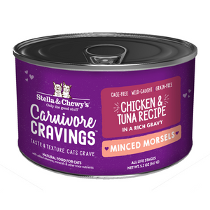 Stella & Chewys Carnivore Cravings Minced Morsels Cage Free Chicken and Wild Caught Tuna Recipe Cans