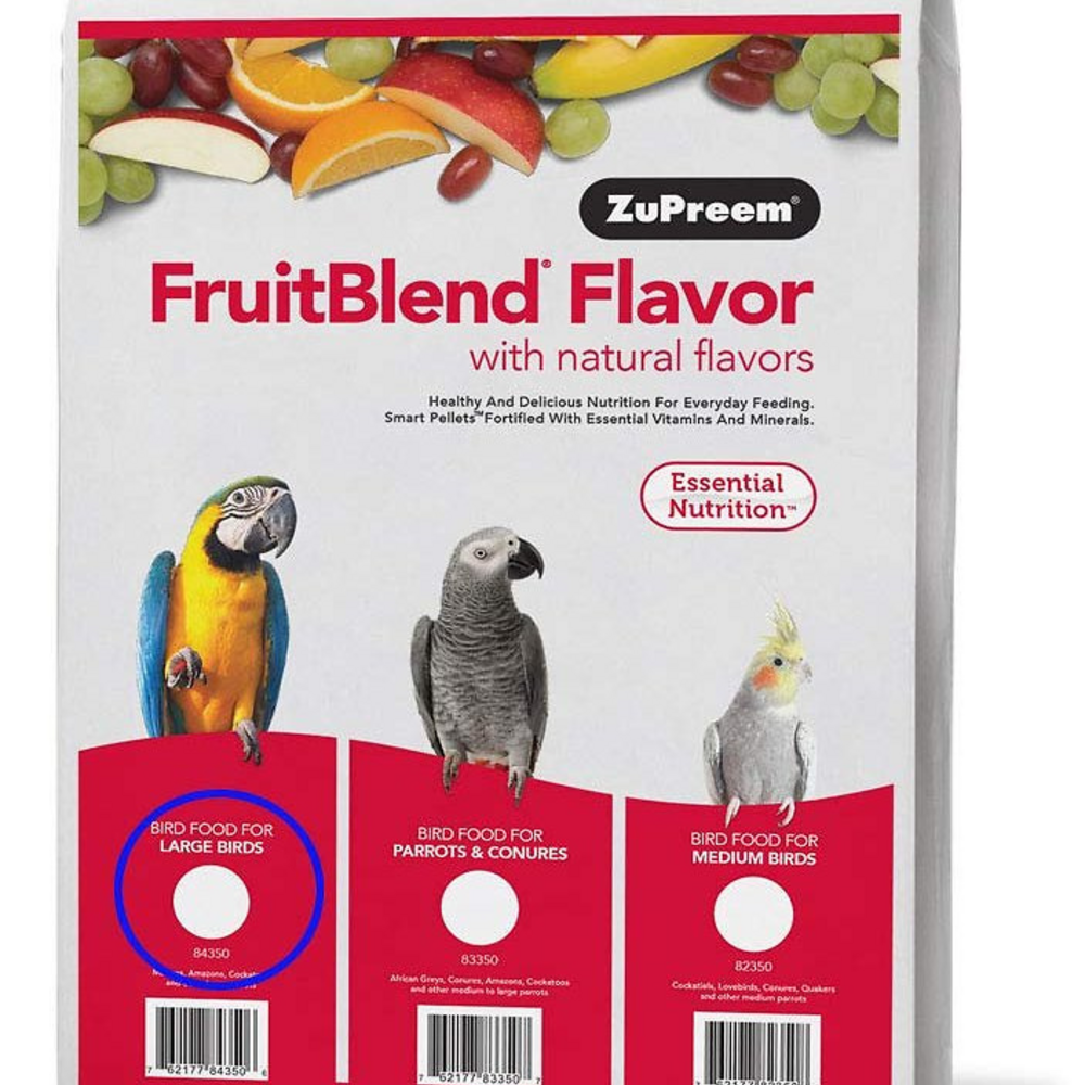 Zupreem FruitBlend Flavor Food with Natural Flavors for Large Birds