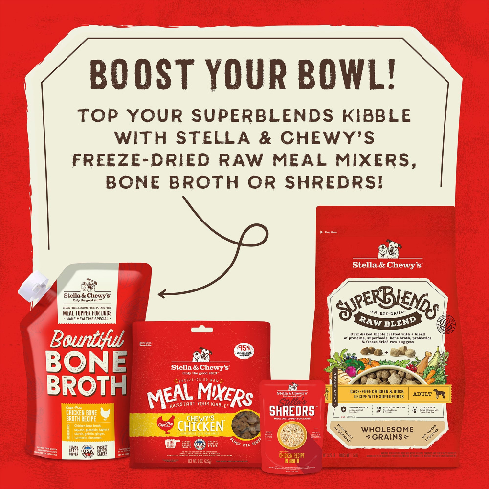 
                  
                    Stella & Chewy's SuperBlends Raw Blend Wholesome Grains Cage Free Chicken & Duck Recipe with Superfoods
                  
                