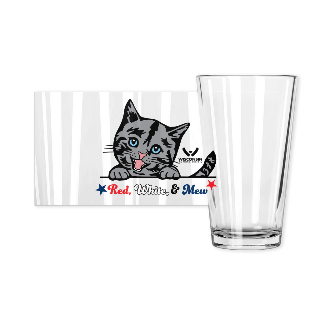 Red White & Mew Pint Glasses