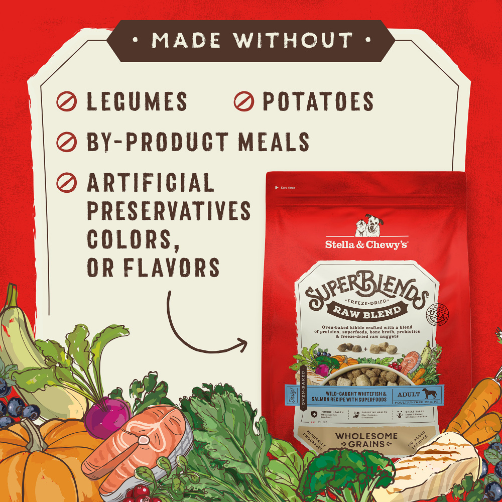 
                  
                    Stella & Chewy's SuperBlends Raw Blend Wholesome Grains Wild Caught Whitefish & Salmon Recipe with Superfoods
                  
                